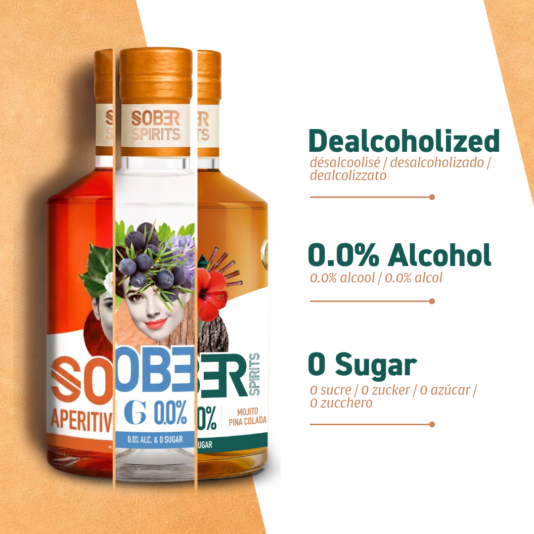 Summer gift box opened, showing Sober Spirits R 0.0%, Aperitivo Spritz 0.0% and G 0.0%