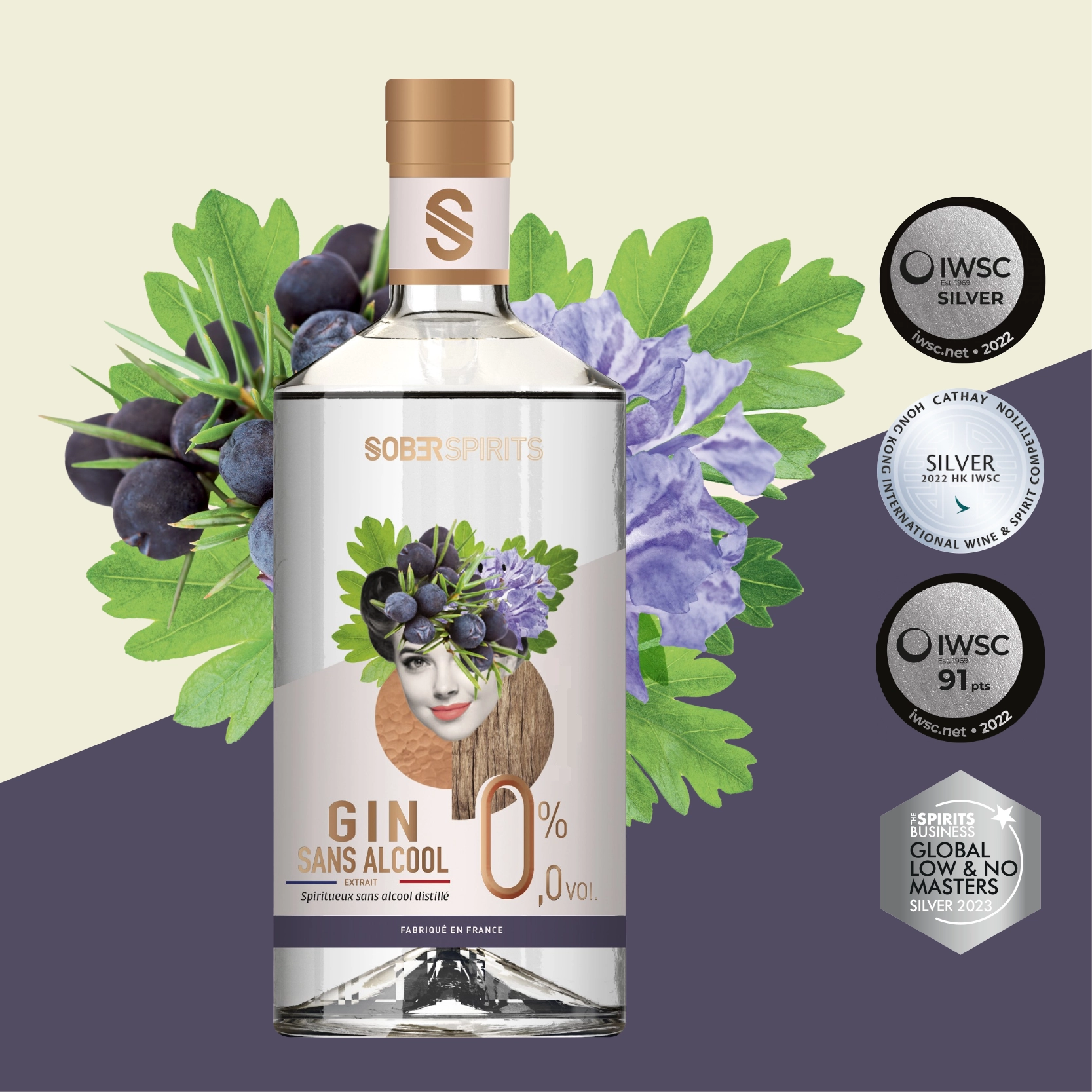 Visuel produit de Sober Spirits Gin 0.0% d'alcool.
